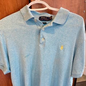 Mens classic fit baby blue polo cotton